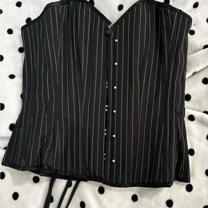 Chic Black Pinstripe Women's steel boned corset